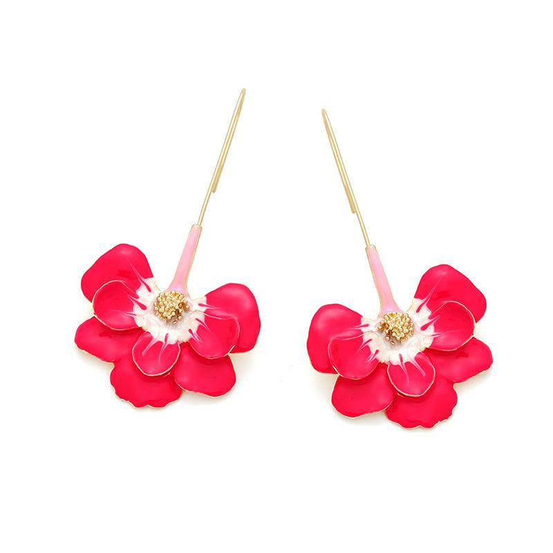 Red Flower Drop Earrings - Koda Store
