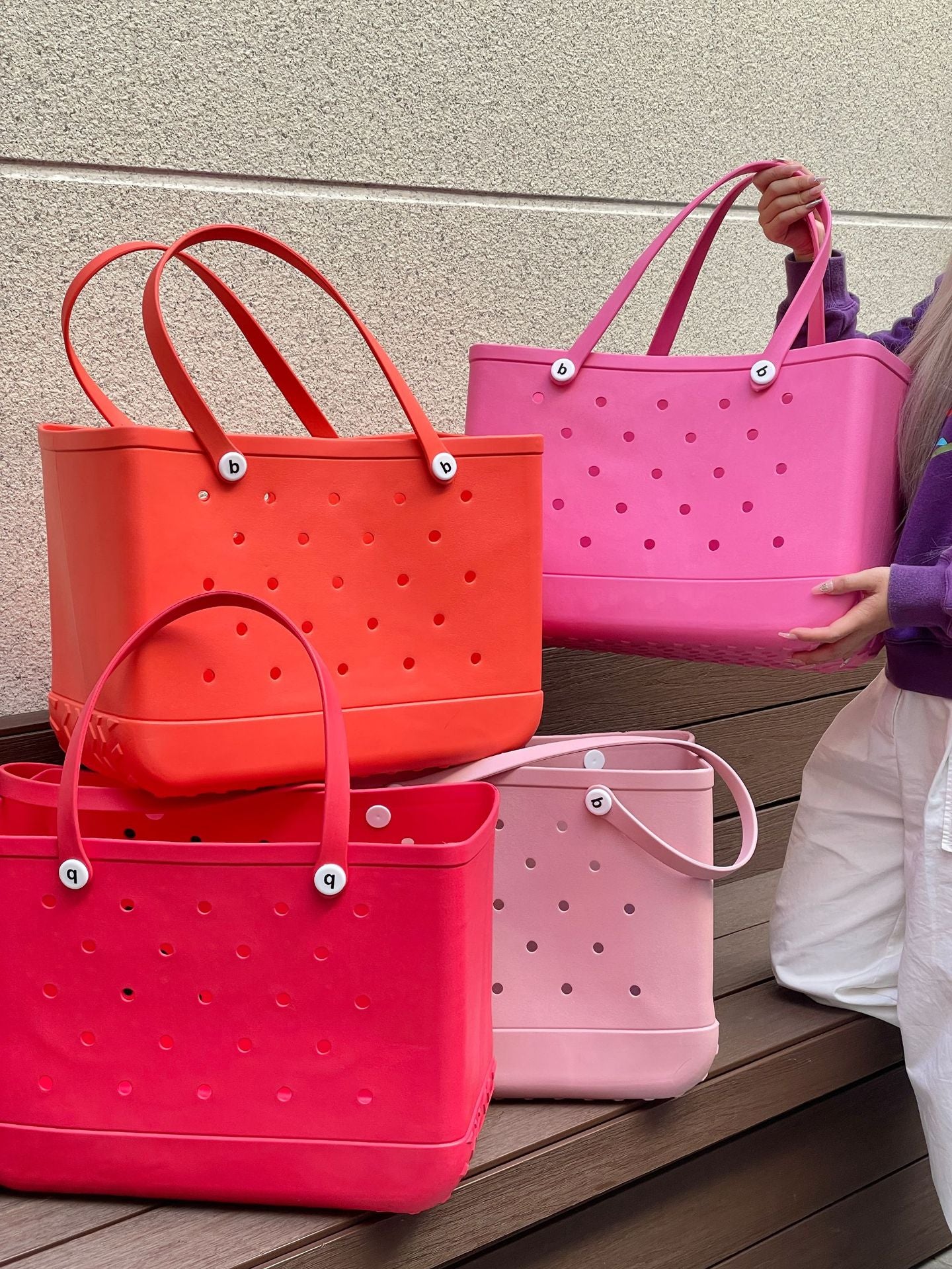 Beach Escape EVA Tote Bag in Pink - Extra Large - Koda Store - Free Shipping
