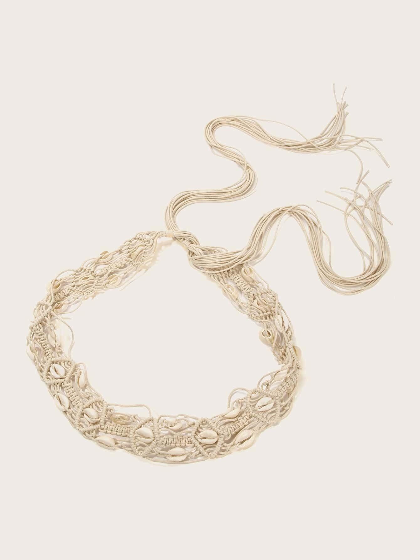 Beige Boho Woven Shell Belt - Koda Store - Free Shipping