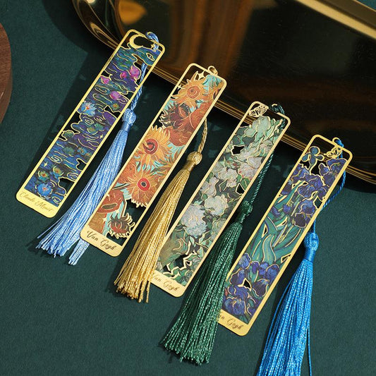 Gold Hollow Van Gogh & Monet Famous Art Inspired Metal Tassel Bookmark - Koda Store - Free Shipping