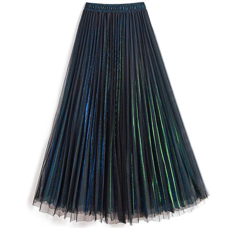 Malachite Mesh Pleated Lined Midi Skirt - Koda Store - Free Shipping