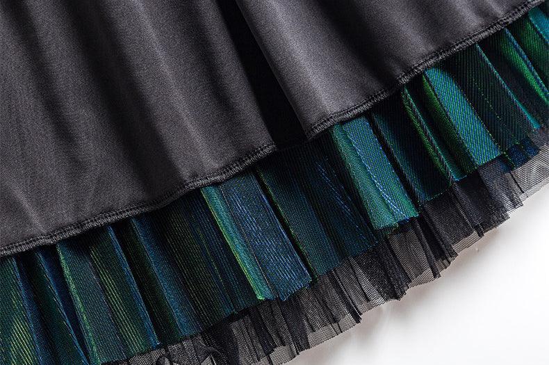 Malachite Mesh Pleated Lined Midi Skirt - Koda Store - Free Shipping