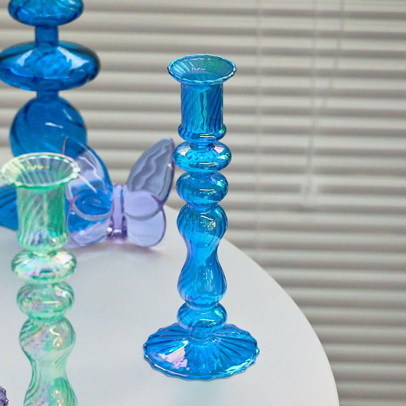 Retro Candle Holder - Timeless Blue Glass - Koda Store - Free Shipping