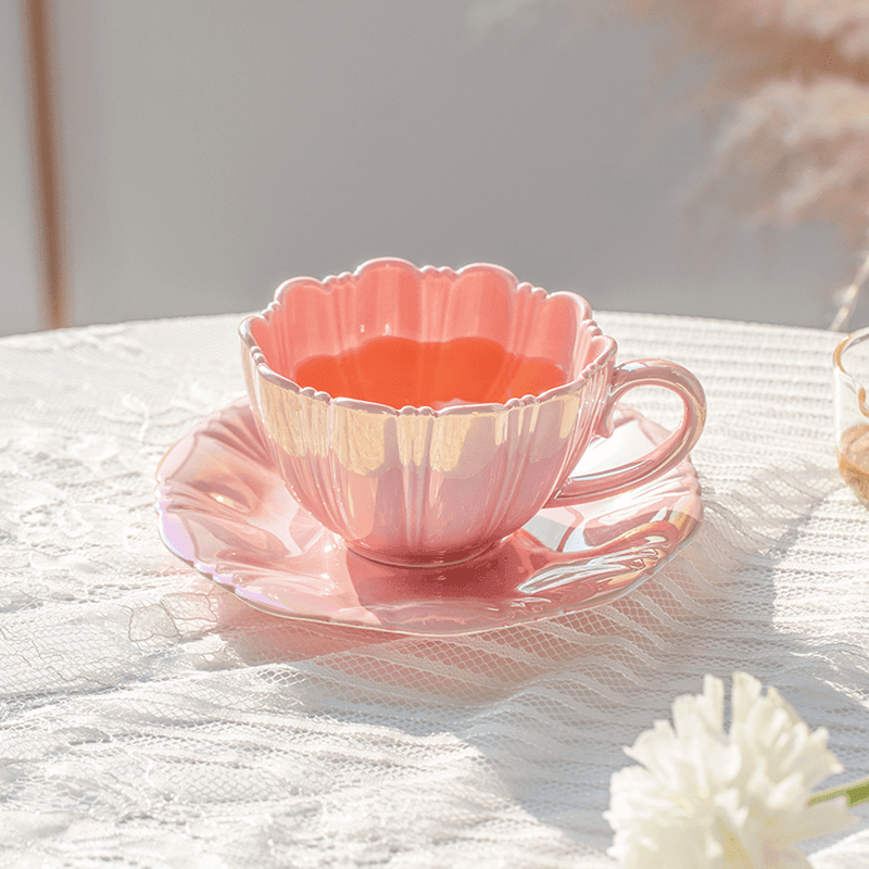 Glowpetal Pink Teacup & Saucer Set - Koda Store - Free Shipping