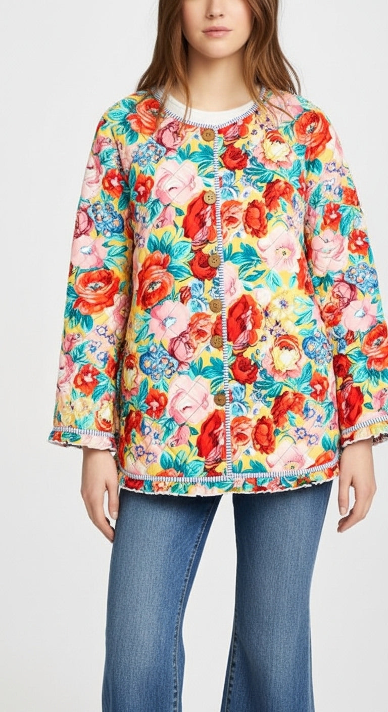 Blossom Burst Quilted Coat - Koda Store - Free Shipping