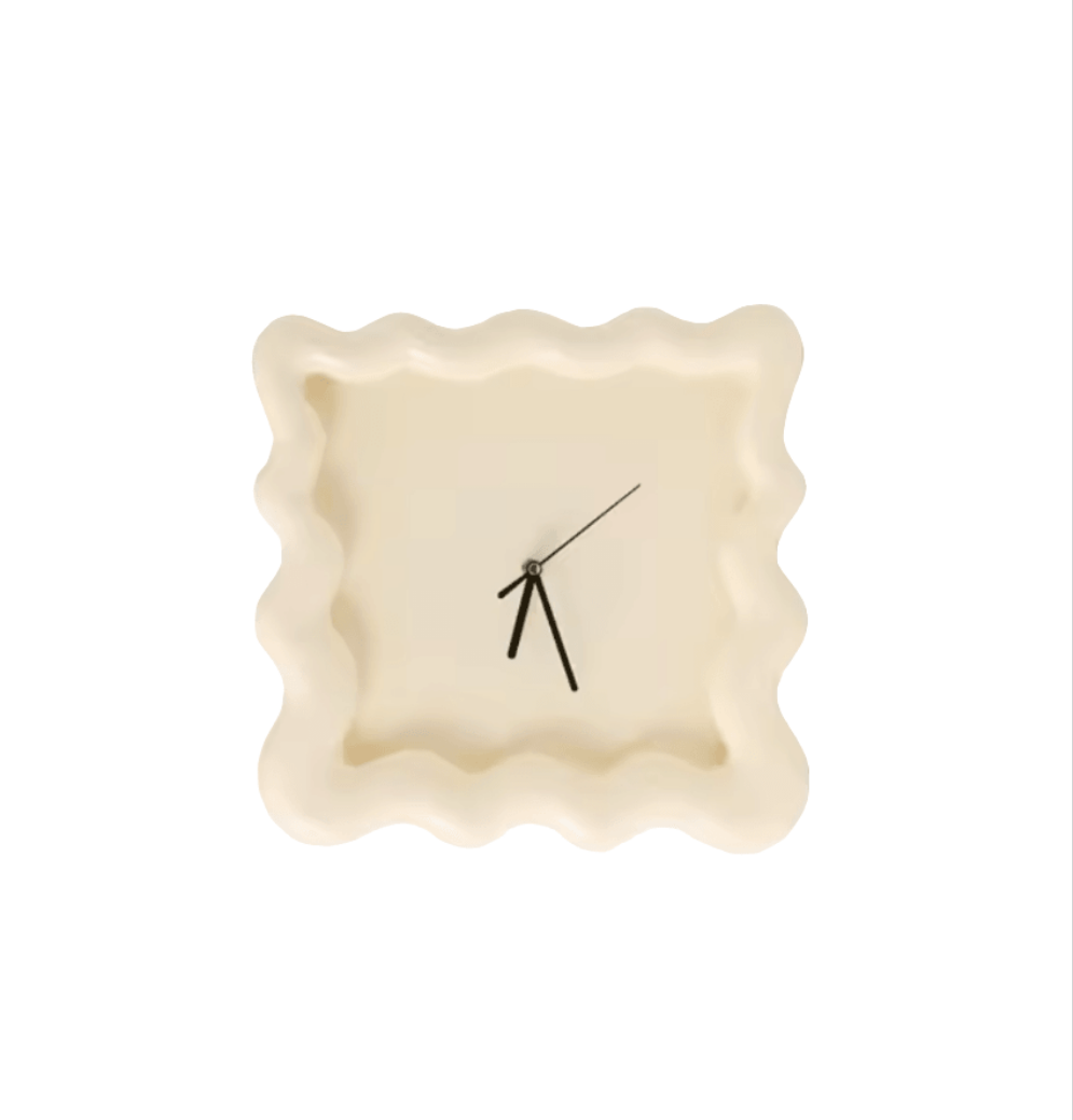 Sleek Wave Textured Wall Clock Cream - Koda Store - Free Shipping