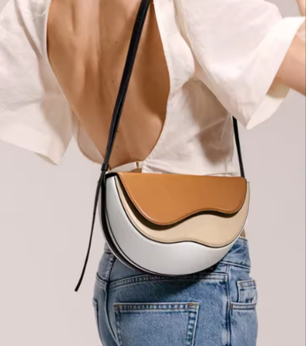 Wave Crossbody Saddle Bag in White - Koda Store - Free Shipping