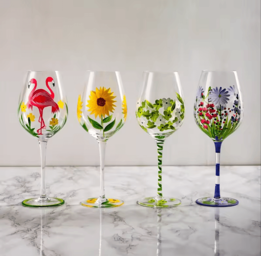 Nature's Beauty Crystal Hand Painted White Wine Glass - Koda Store - Free Shipping
