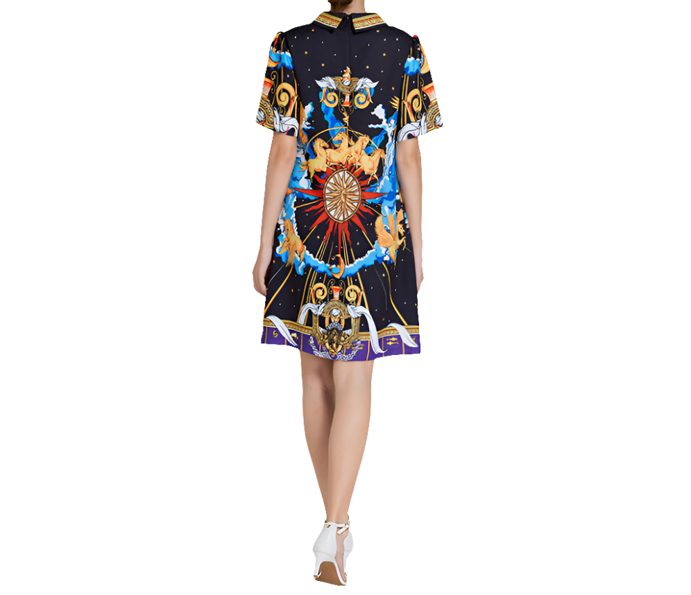 Baroque Turn Down Collar Midi Dress | Cultivated Charm For Your Closet & Crib | Free Global Shipping & 30 Day Returns | Women's apparel, jewellery, bags, eclectic home decor & gifting | Checkout Securely with Afterpay & PayPal.