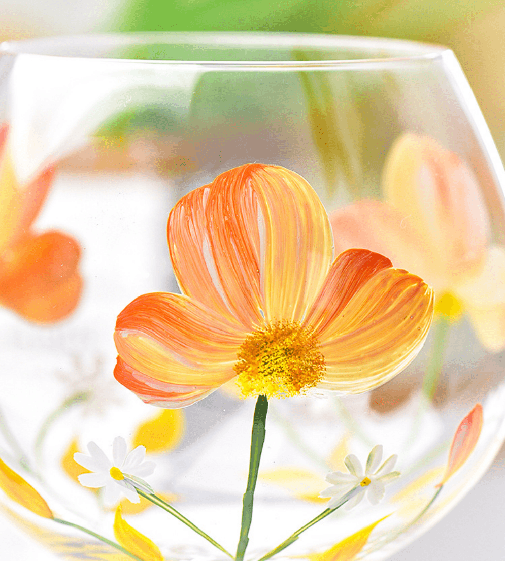 Nature's Beauty Hand Painted Crystal Red Wine Glass - Koda Store - Free Shipping