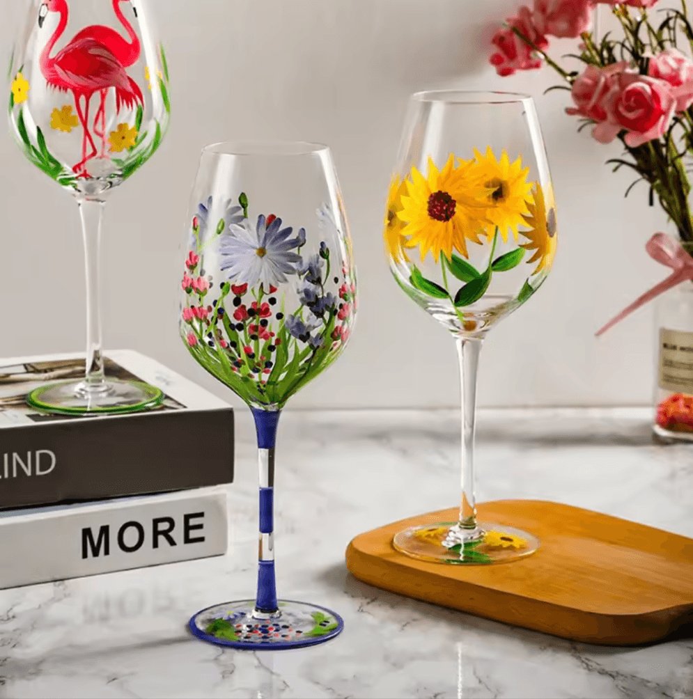 Nature's Beauty Crystal Hand Painted White Wine Glass - Koda Store - Free Shipping