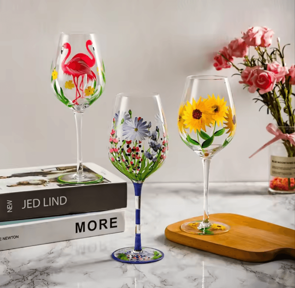 Nature's Beauty Crystal Hand Painted White Wine Glass - Koda Store - Free Shipping
