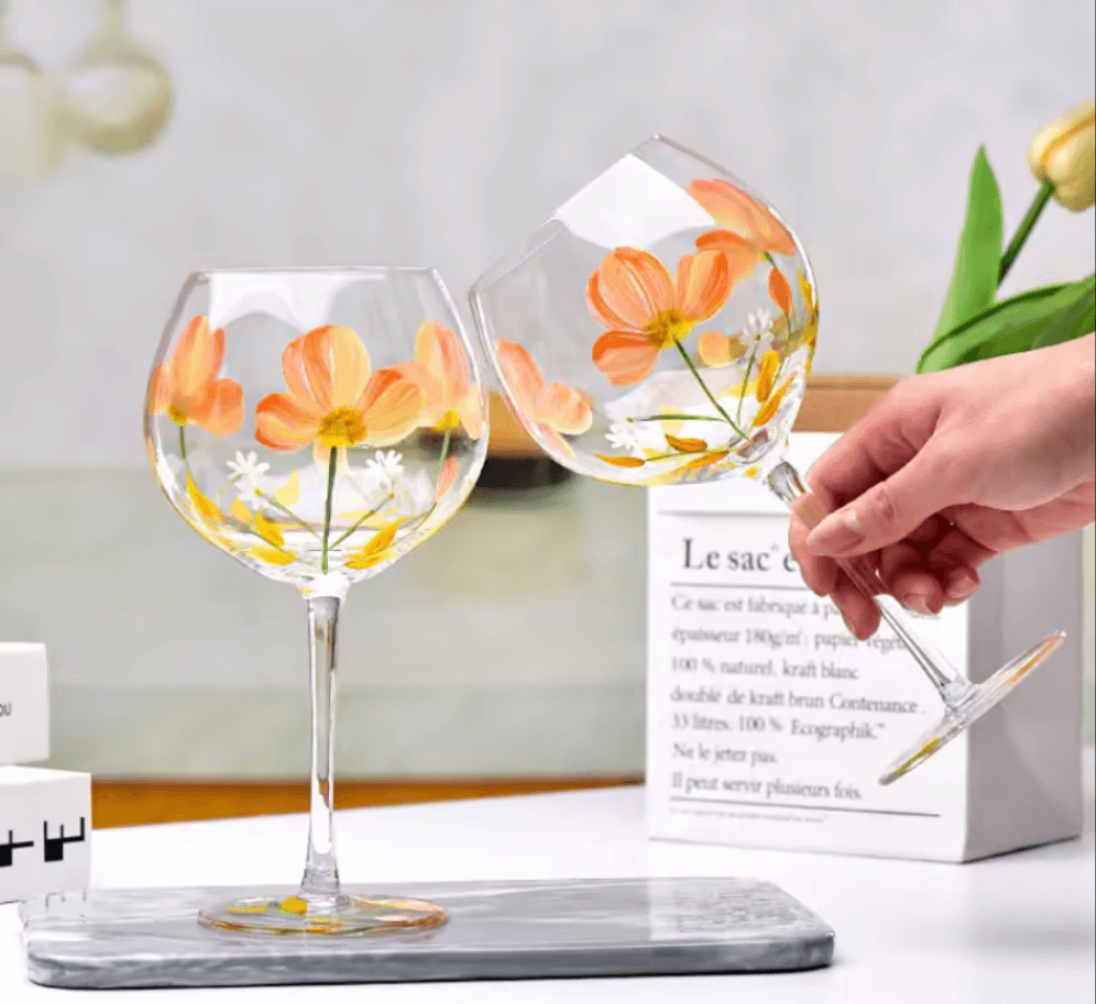 Nature's Beauty Hand Painted Crystal Red Wine Glass - Koda Store - Free Shipping