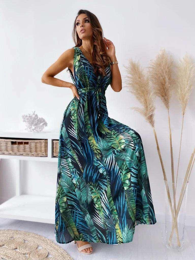Louisa Open-Back Split Dress - Rainforest - Koda Store - Free Shipping