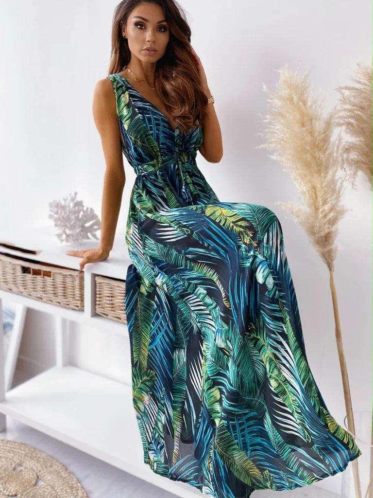 Louisa Open-Back Split Dress - Rainforest - Koda Store - Free Shipping
