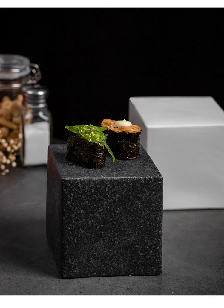 Luxury Cubic Prism Slab Ceramic Serving Plate