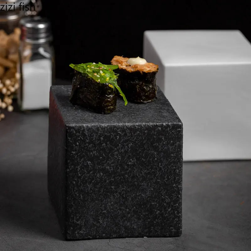 Luxury Cubic Prism Slab Ceramic Serving Plate