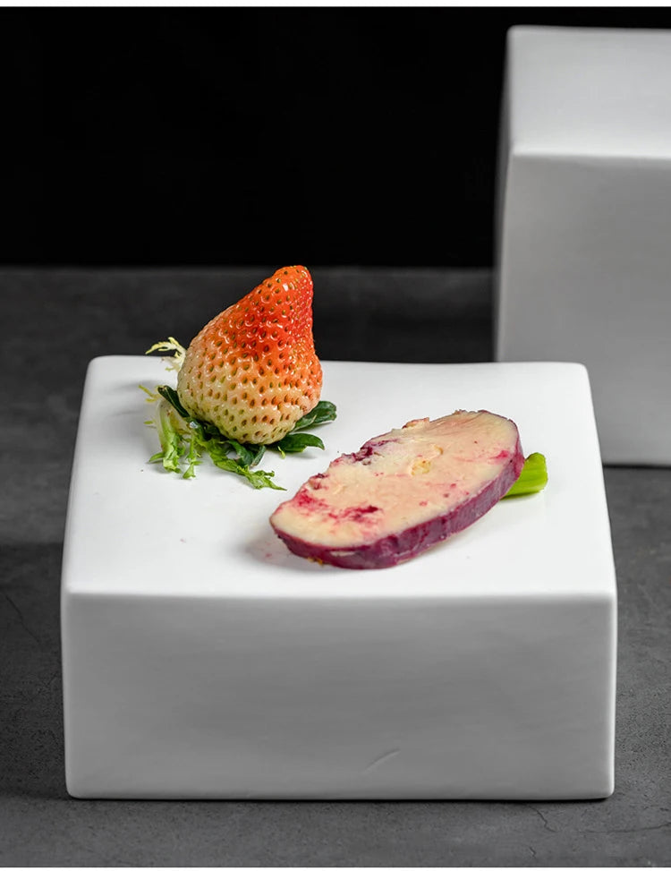 Luxury Cubic Prism Slab Ceramic Serving Plate