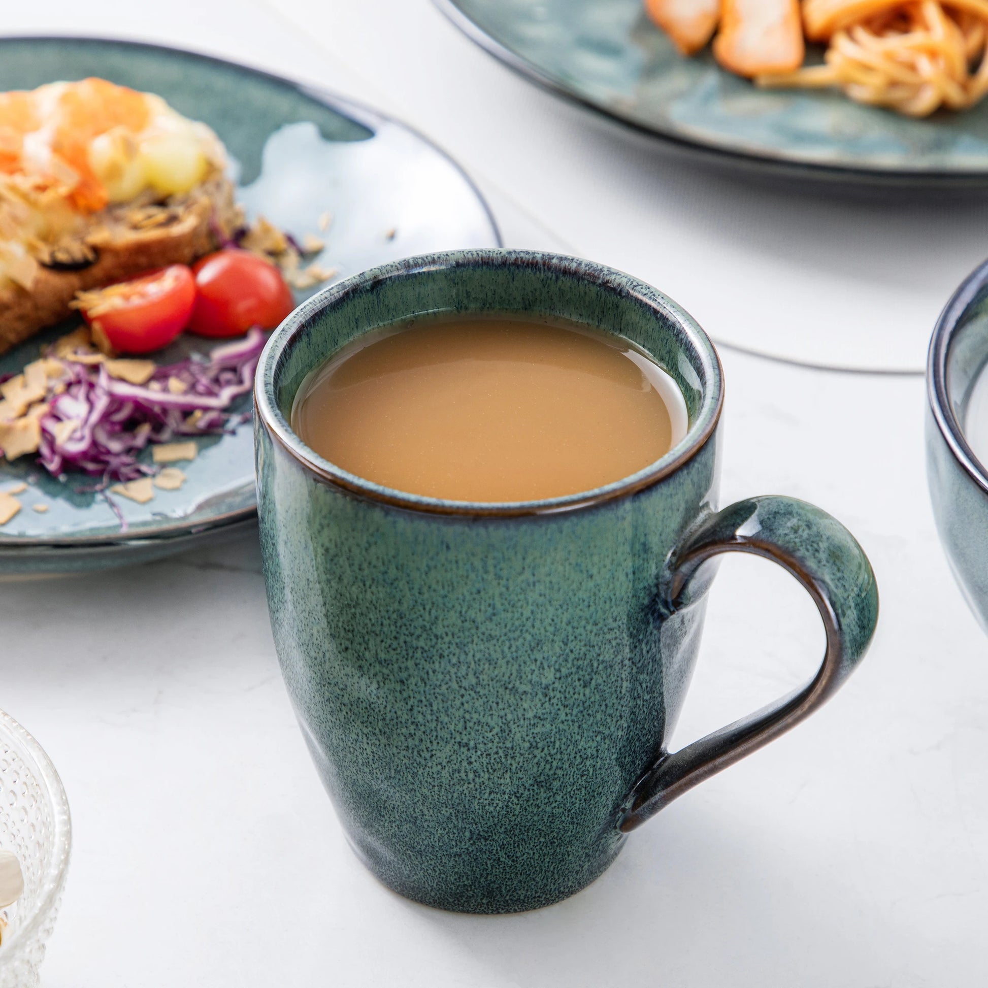 Natural Earth Green Kiln-Glazed Stoneware Dinnerware Set - Dinner Plate, Bowl, Mug, Dessert Plate - 16/32/48 Pieces