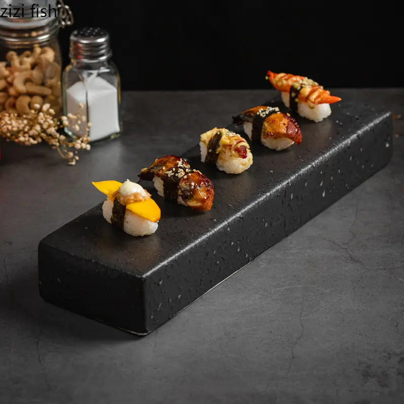 Luxury Cubic Prism Slab Ceramic Serving Plate