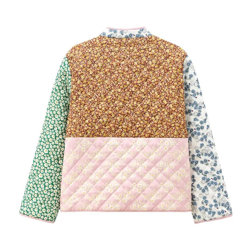 Patchwork Pastel Padded Pattern Puffer - Koda Store - Free Shipping