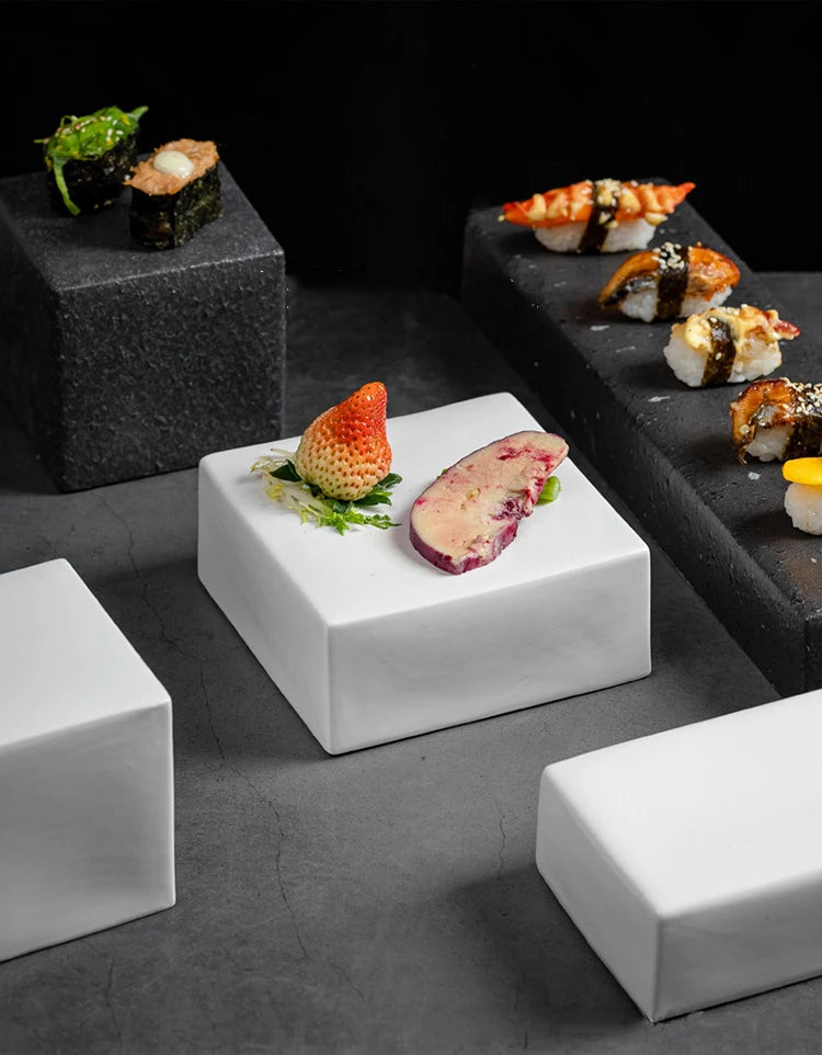 Luxury Cubic Prism Slab Ceramic Serving Plate