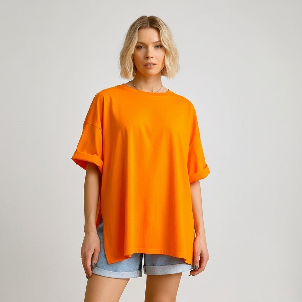 Oversized Orange Split T-Shirt - Koda Store - Free Shipping