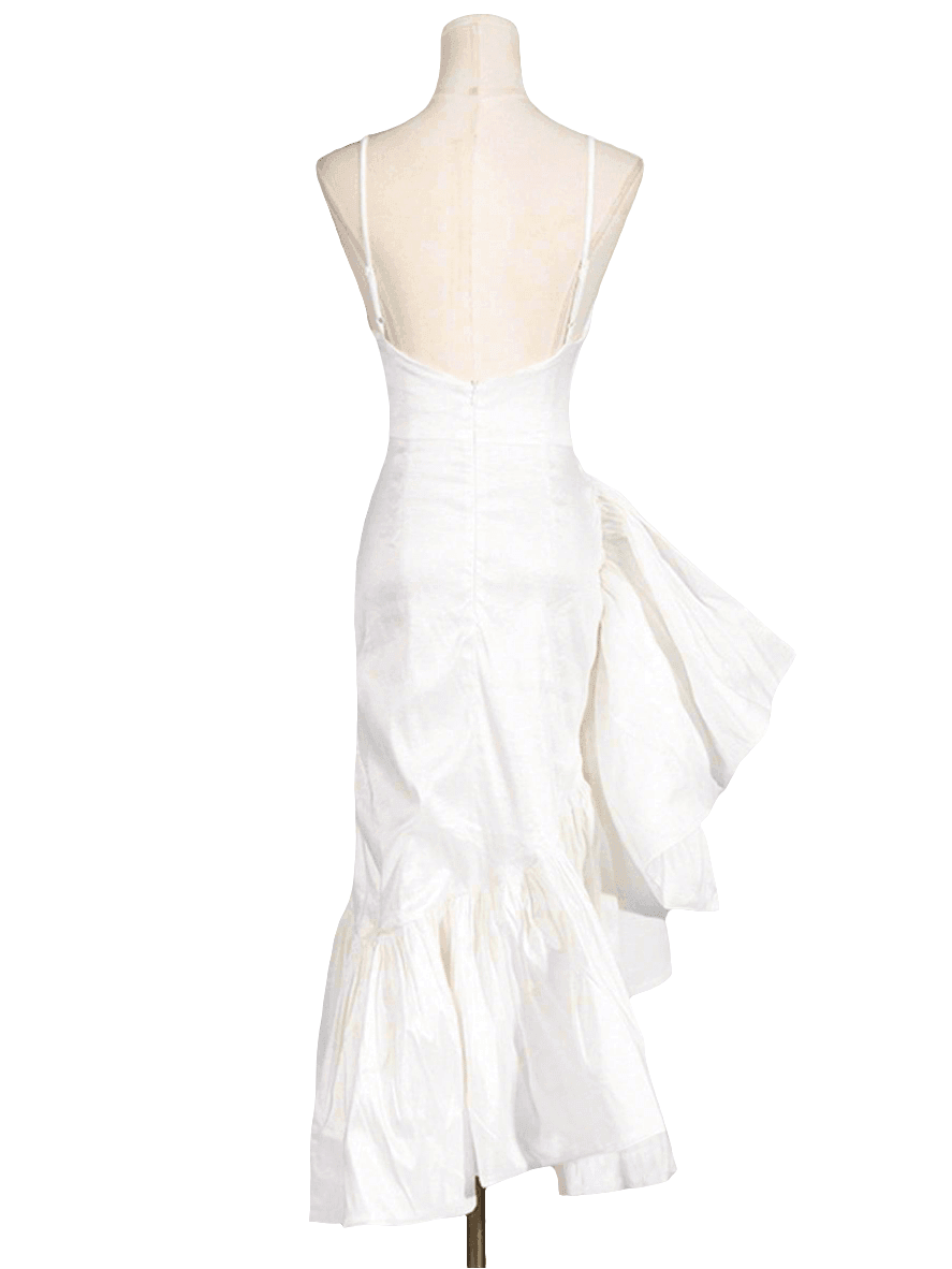 Marcia Elegant Ruffle Midi Dress- White Koda Fashion & Decor