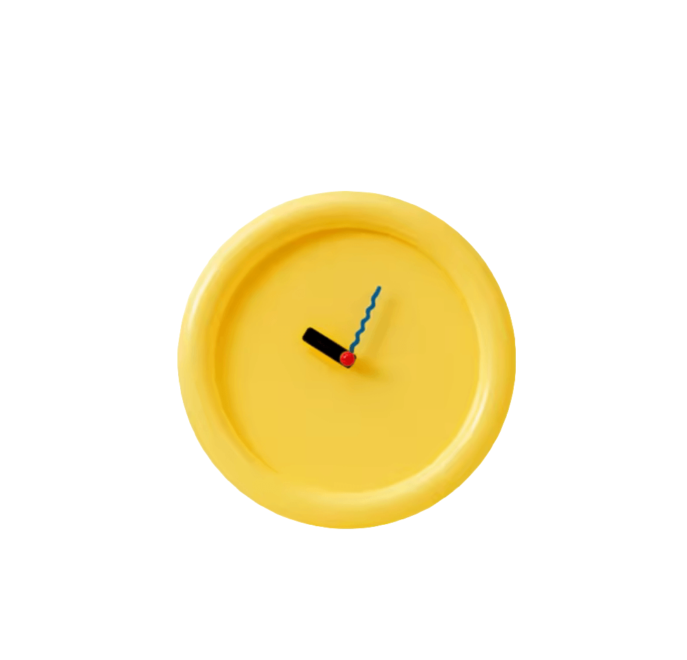 Minimalist Round Memphis Wall Clock - Yellow Mellow - Koda Store - Free Shipping