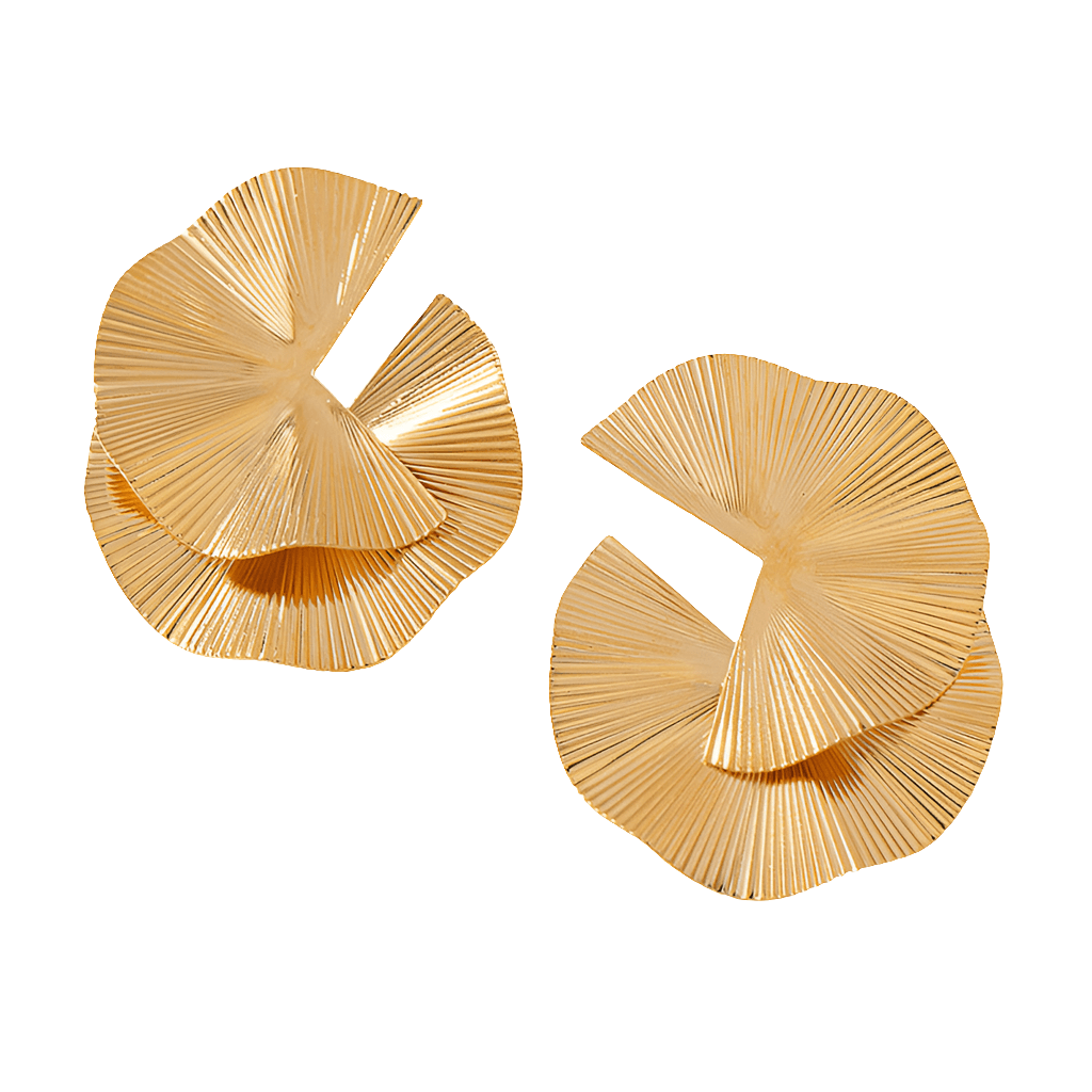 Amalia Pleated Gold Earrings - Koda Store - Free Shipping