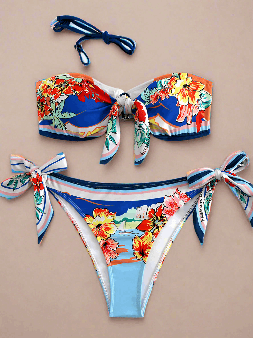 Euphoria Printed Removable Straps Two-Piece Bikini Set - Koda Fashion & Decor - Free Shipping