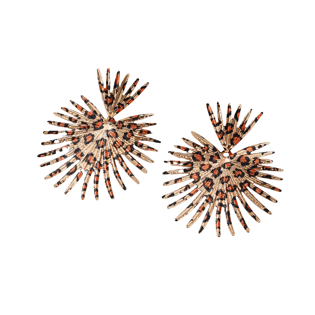 Spiked Leopard Print Earrings - Koda Store - Free Shipping