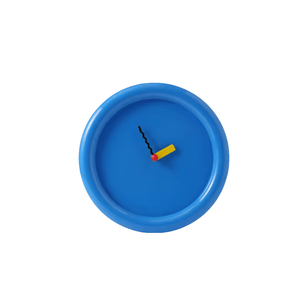 Minimalist Round Memphis Wall Clock Cobalt Blue - Koda Store - Free Shipping