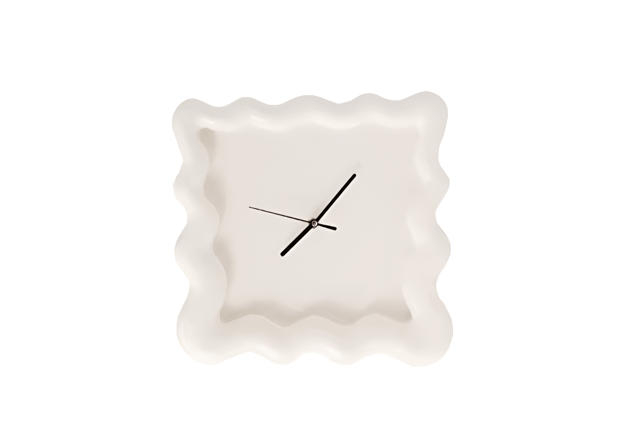 Sleek Wave Textured Wall Clock White - Koda Store - Free Shipping