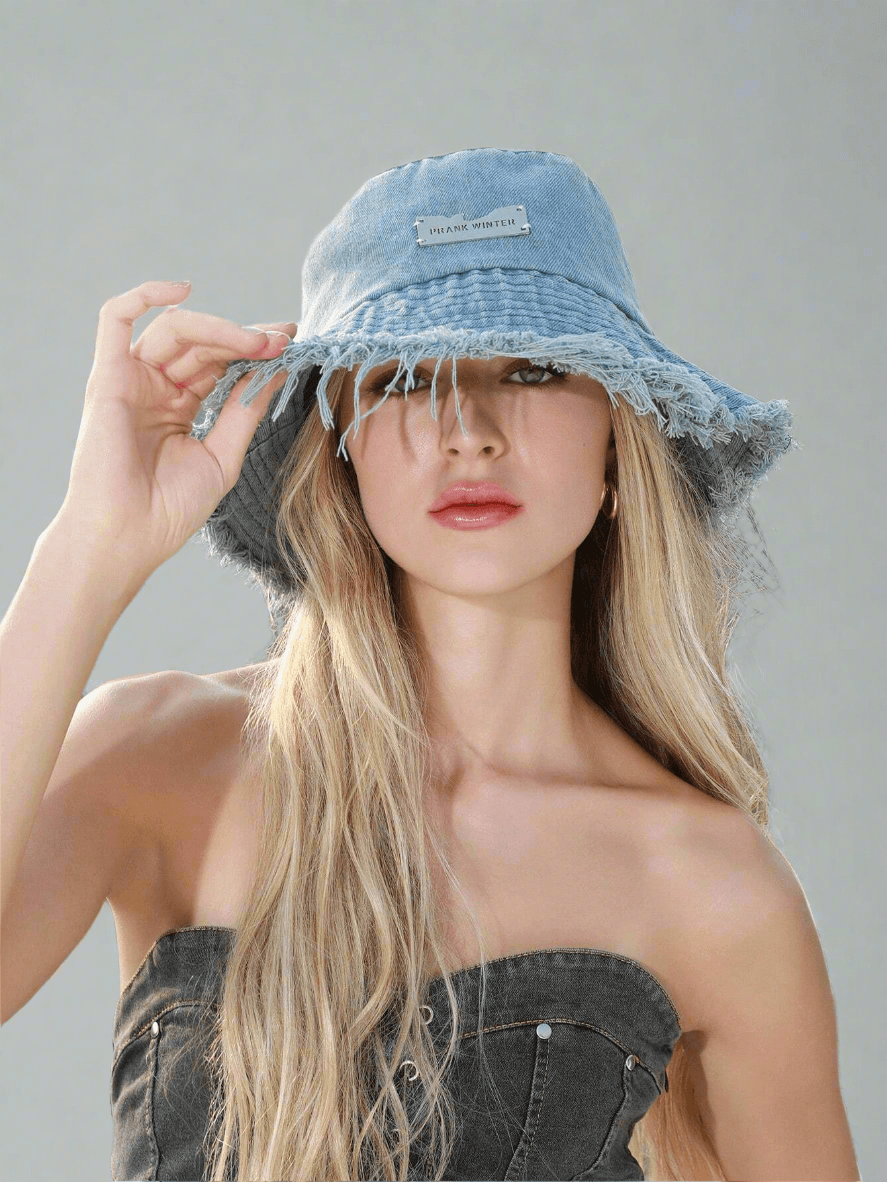 Prank Distressed Denim Bucket Hat - Light Blue - Koda Store - Free Shipping