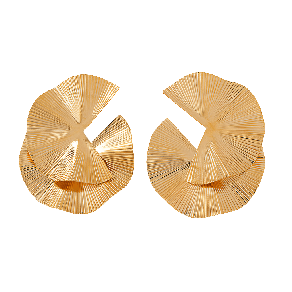 Amalia Pleated Gold Earrings - Koda Store - Free Shipping