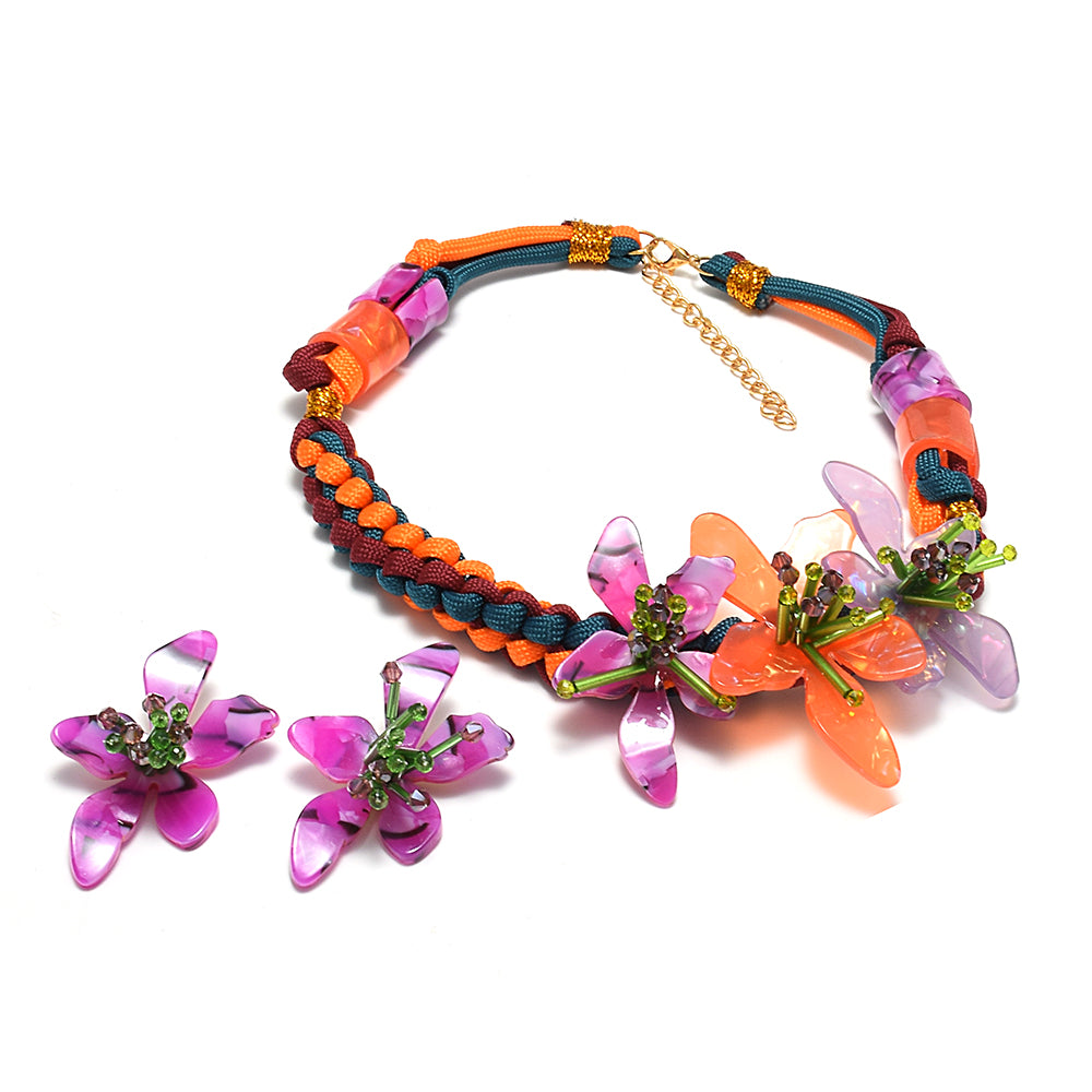 Camilla Flower Earrings in Magenta