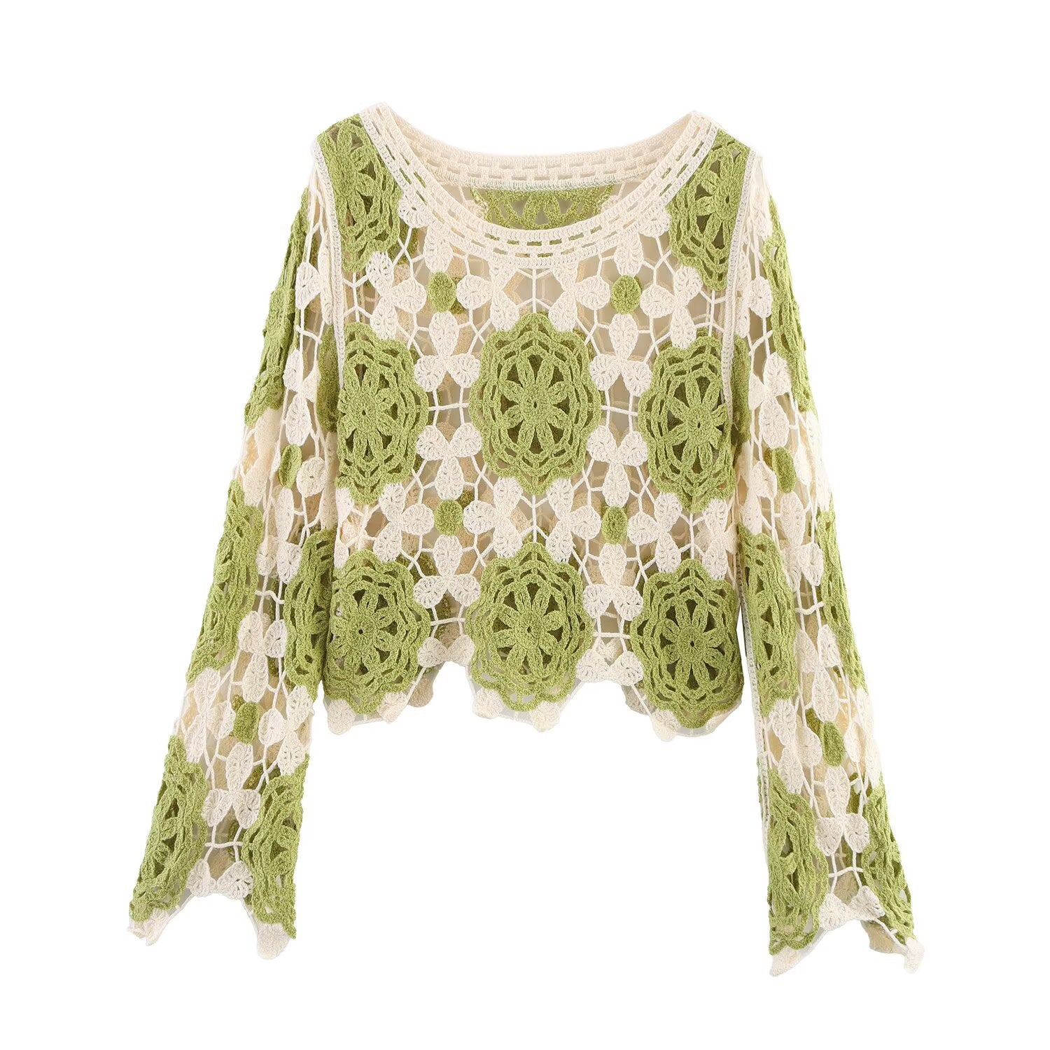 Geometric Hollow Knitted Long Sleeve Pullover - KODA STORE | Fashion x Homewares