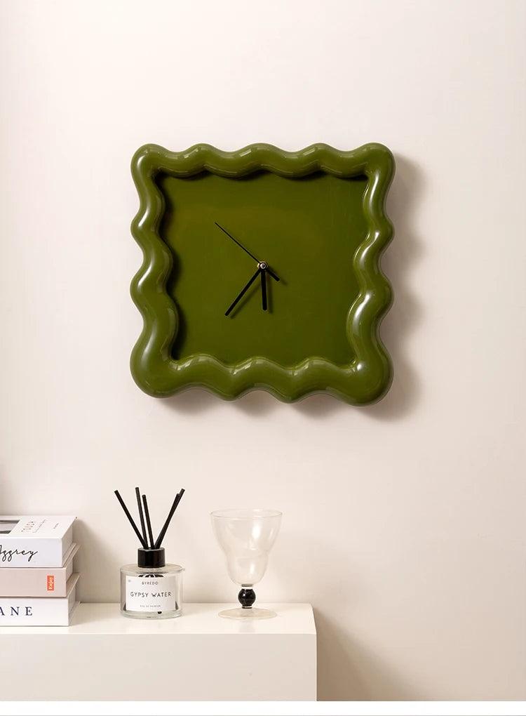 Sleek Wave Textured Wall Clock Olive Green - Koda Store - Free Shipping