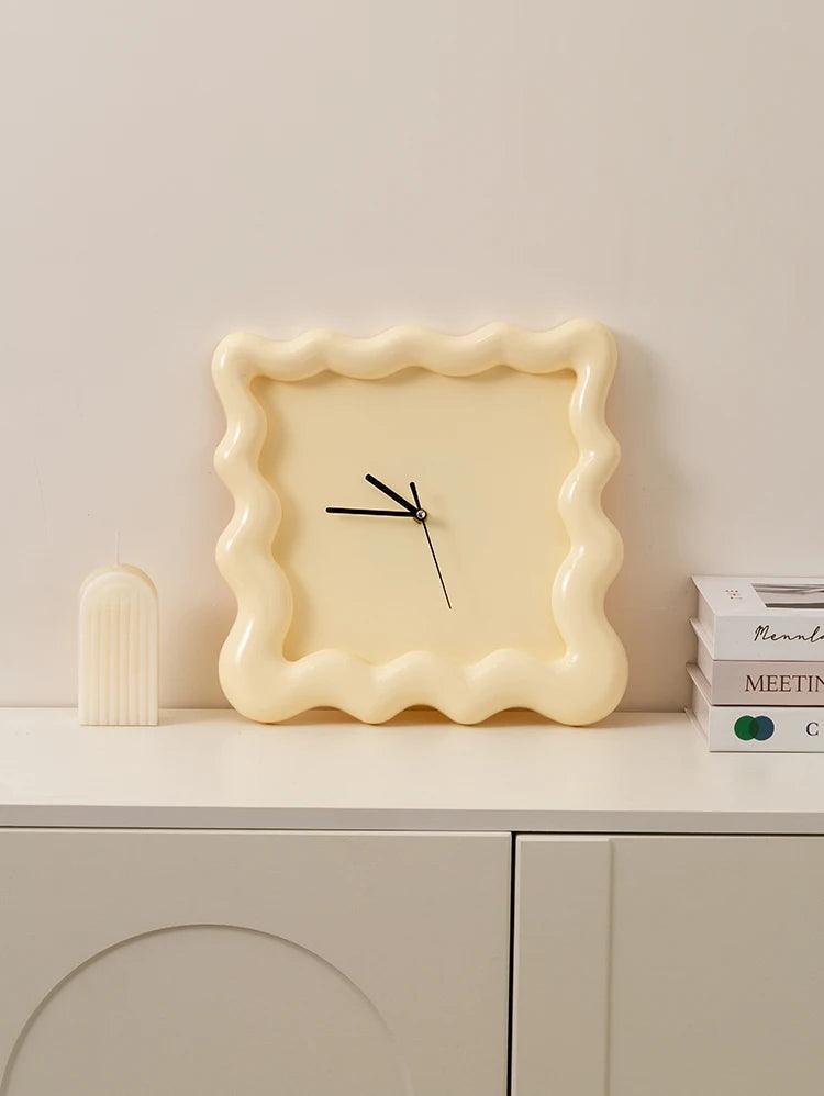 Sleek Wave Textured Wall Clock Cream - Koda Store - Free Shipping