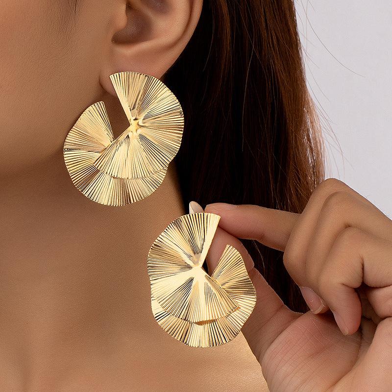 Amalia Pleated Gold Earrings - Koda Store - Free Shipping