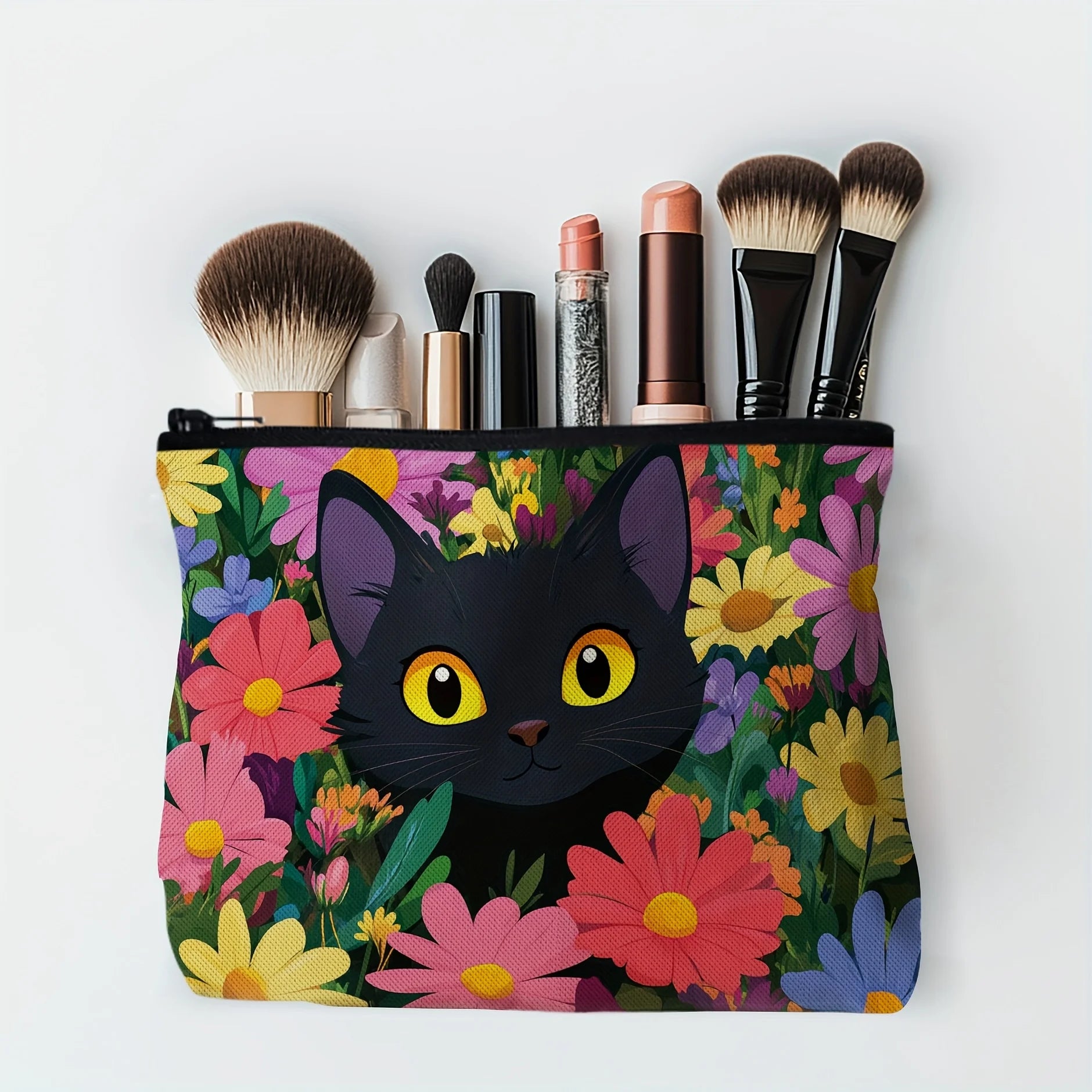 Whiskers & Wildflowers Zipper Pouch - Cosmetics Case