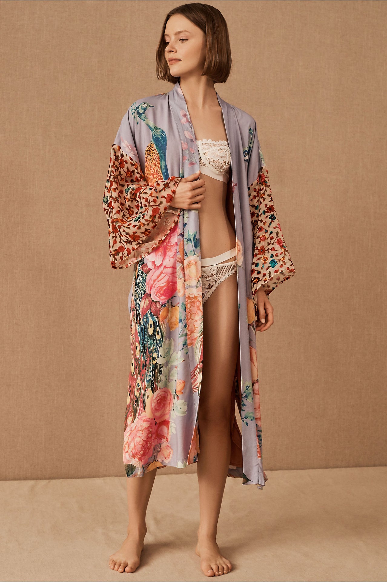 Peacock Reverie Kimono Dressing Gown - Koda Store - Free Shipping