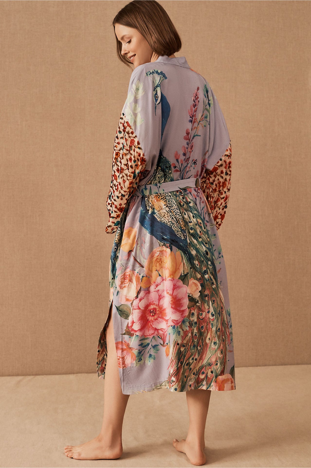 Peacock Reverie Kimono Dressing Gown - Koda Store - Free Shipping