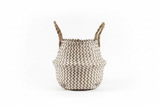 Ombre Boho Striped Wicker Basket