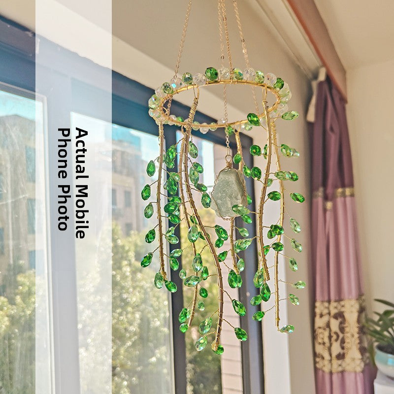 Fairycore Beaded Crystal Prism Plant Suncatcher