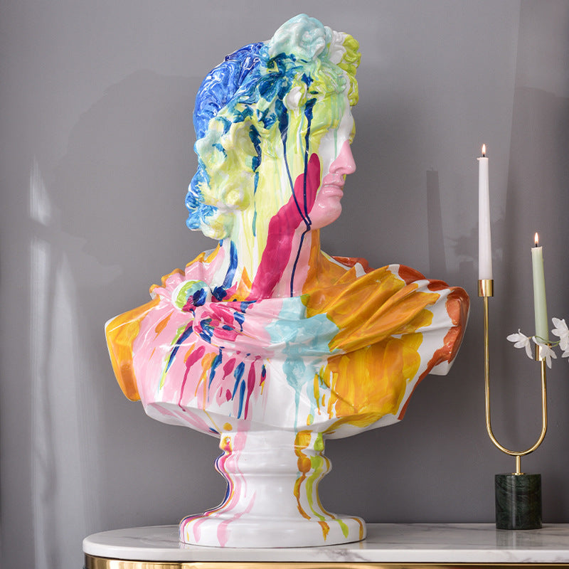 Apollo Bust Statue - Pop Art Multicoloured Graffiti Series