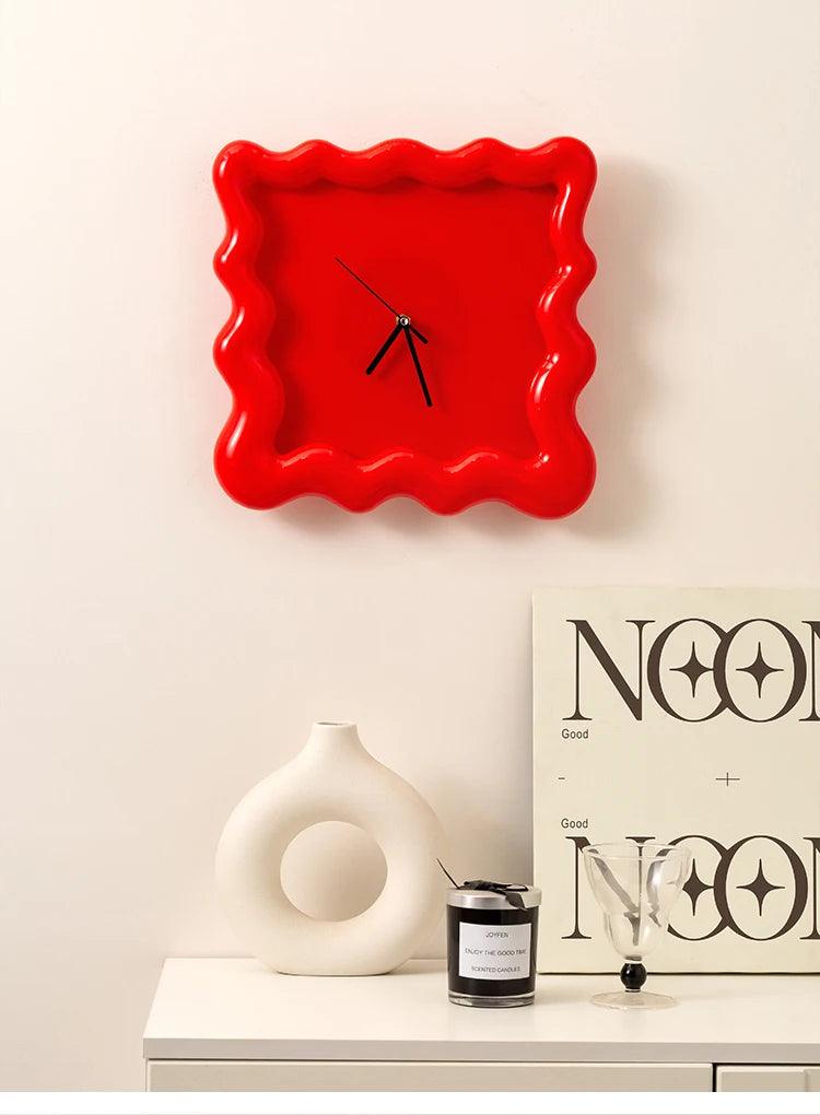 Sleek Wave Textured Wall Clock Red - Koda Store - Free Shipping