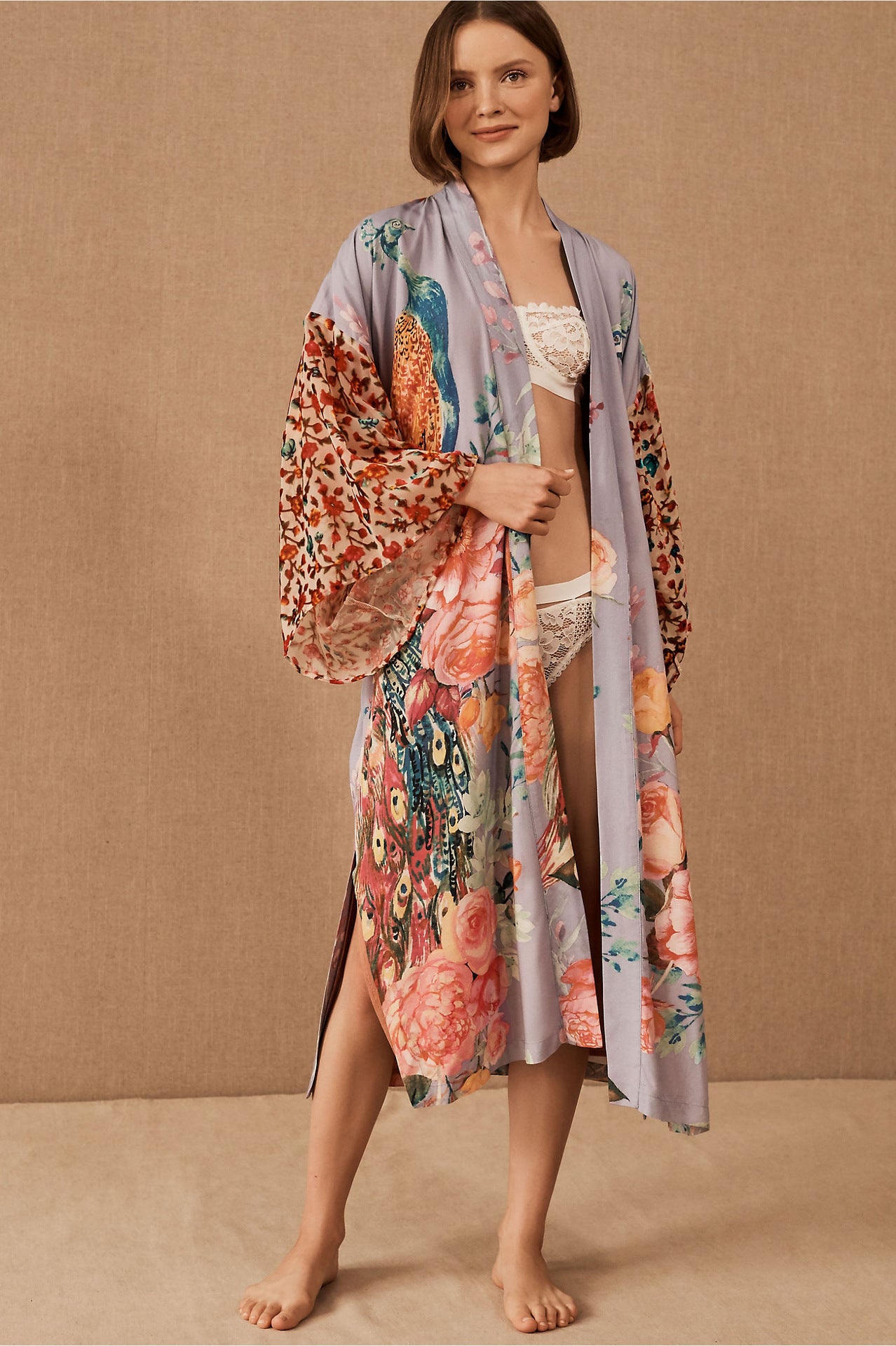 Peacock Reverie Kimono Dressing Gown - Koda Store - Free Shipping
