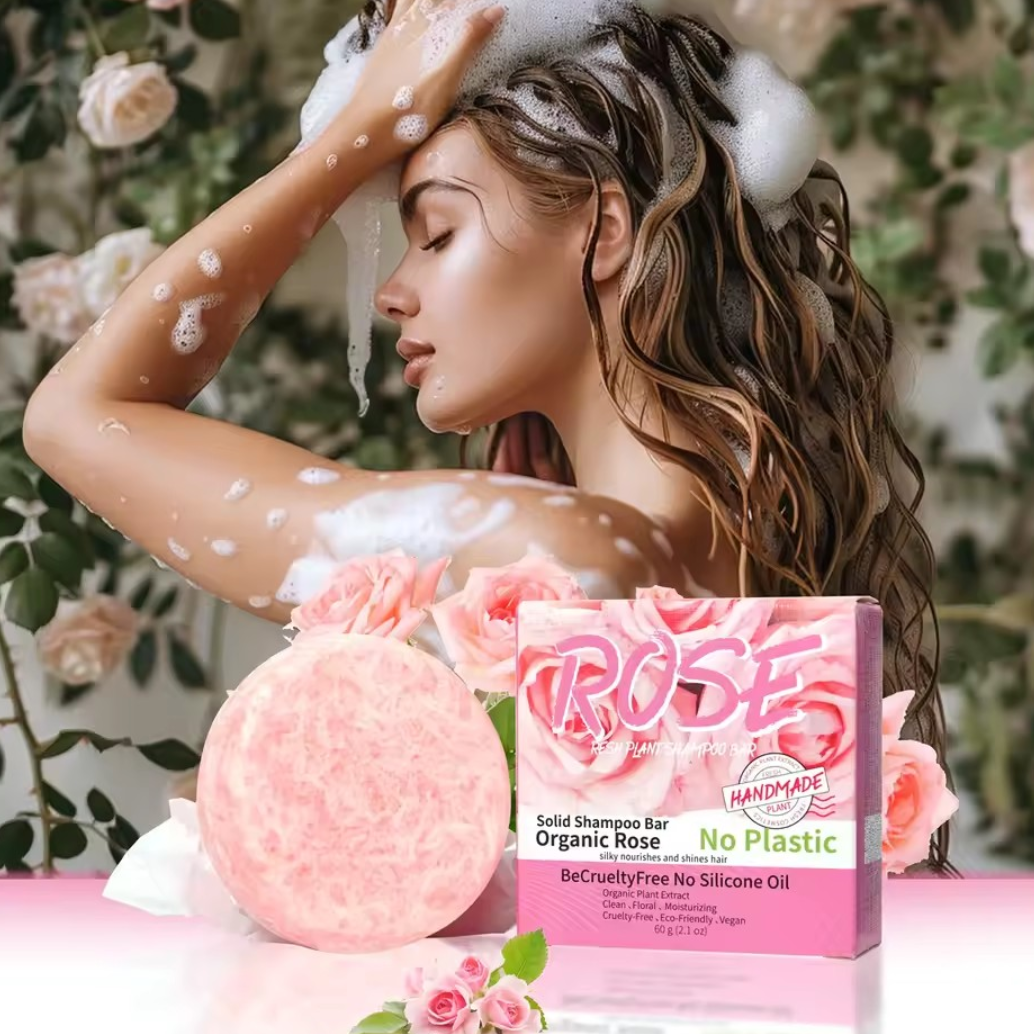 Vegan Organic Rose Solid Shampoo Soap Bar | Silicone -Free